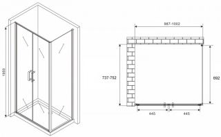 Душевой уголок ABBER Sonnenstrand AG04100BC-S75B 100x75см чёрный